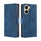 For vivo Y16 4G/Y02s 4G Skin Feel Crocodile Magnetic Clasp Leather Phone Case(Blue) - 1
