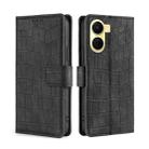 For vivo Y16 4G/Y02s 4G Skin Feel Crocodile Magnetic Clasp Leather Phone Case(Black) - 1