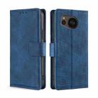 For Sharp Aquos sense7 Plus Skin Feel Crocodile Magnetic Clasp Leather Phone Case(Blue) - 1