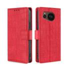 For Sharp Aquos sense7 Plus Skin Feel Crocodile Magnetic Clasp Leather Phone Case(Red) - 1