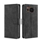For Sharp Aquos sense7 Plus Skin Feel Crocodile Magnetic Clasp Leather Phone Case(Black) - 1