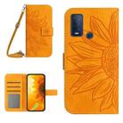 For Wiko Power U30 Skin Feel Sun Flower Pattern Flip Leather Phone Case with Lanyard(Yellow) - 1