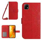 For Wiko T3 Skin Feel Sun Flower Pattern Flip Leather Phone Case with Lanyard(Red) - 1