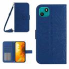 For Wiko T10 Skin Feel Sun Flower Pattern Flip Leather Phone Case with Lanyard(Dark Blue) - 1