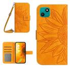 For Wiko T10 Skin Feel Sun Flower Pattern Flip Leather Phone Case with Lanyard(Yellow) - 1