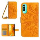 For Wiko T50 Skin Feel Sun Flower Pattern Flip Leather Phone Case with Lanyard(Yellow) - 1