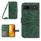 For Google Pixel 6A Skin Feel Sun Flower Pattern Flip Leather Phone Case with Lanyard(Green) - 1