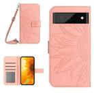 For Google Pixel 7 Skin Feel Sun Flower Pattern Flip Leather Phone Case with Lanyard(Pink) - 1