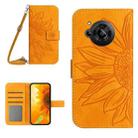 For Sharp Aquos R7 / P7 Skin Feel Sun Flower Pattern Flip Leather Phone Case with Lanyard(Yellow) - 1