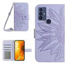 For Sharp Aquos V6 / V6 Plus Skin Feel Sun Flower Pattern Flip Leather Phone Case with Lanyard(Purple) - 1