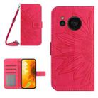 For Sharp Aquos Sense7 SH-V48 HT04 Skin Feel Sun Flower Pattern Flip Leather Phone Case with Lanyard(Rose Red) - 1
