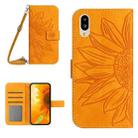 For Sharp Simple Sumaho 6 Skin Feel Sun Flower Pattern Flip Leather Phone Case with Lanyard(Yellow) - 1