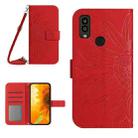 For Kyocera Android One S9 Skin Feel Sun Flower Pattern Flip Leather Phone Case with Lanyard(Red) - 1