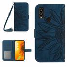 For Kyocera Android One S9 Skin Feel Sun Flower Pattern Flip Leather Phone Case with Lanyard(Inky Blue) - 1