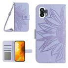 For Nothing Phone 1 Skin Feel Sun Flower Pattern Flip Leather Phone Case with Lanyard(Purple) - 1