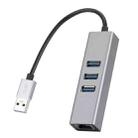 SL-030 USB to Gigabit Ethernet RJ45 & 3 x USB 3.0 Adapter Converter HUB(Grey) - 1