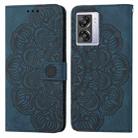 For OPPO A57 2022 Mandala Embossed Flip Leather Phone Case(Blue) - 1
