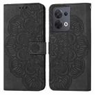 For OPPO Reno8 Mandala Embossed Flip Leather Phone Case(Black) - 1