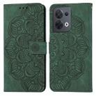 For OPPO Reno8 Mandala Embossed Flip Leather Phone Case(Green) - 1