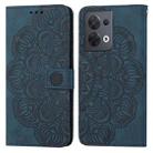 For OPPO Reno8 Mandala Embossed Flip Leather Phone Case(Blue) - 1