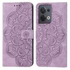 For OPPO Reno8 Mandala Embossed Flip Leather Phone Case(Purple) - 1