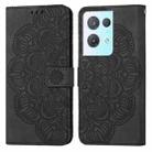For OPPO Reno8 Pro Mandala Embossed Flip Leather Phone Case(Black) - 1