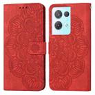 For OPPO Reno8 Pro Mandala Embossed Flip Leather Phone Case(Red) - 1