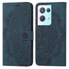 For OPPO Reno8 Pro Mandala Embossed Flip Leather Phone Case(Blue) - 1