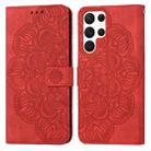 For Samsung Galaxy S23 Ultra 5G Mandala Embossed Flip Leather Phone Case(Red) - 1