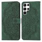 For Samsung Galaxy S23 Ultra 5G Mandala Embossed Flip Leather Phone Case(Green) - 1