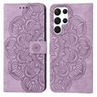 For Samsung Galaxy S23 Ultra 5G Mandala Embossed Flip Leather Phone Case(Purple) - 1