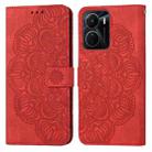 For vivo Y16 Mandala Embossed Flip Leather Phone Case(Red) - 1