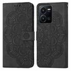 For vivo Y22s Mandala Embossed Flip Leather Phone Case(Black) - 1