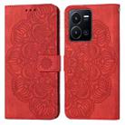 For vivo Y22s Mandala Embossed Flip Leather Phone Case(Red) - 1