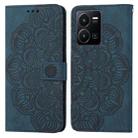 For vivo Y22s Mandala Embossed Flip Leather Phone Case(Blue) - 1