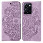 For vivo Y22s Mandala Embossed Flip Leather Phone Case(Purple) - 1