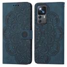 For Xiaomi 12T / 12T Pro / Redmi K50 Ultra Mandala Embossed Flip Leather Phone Case(Blue) - 1