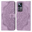 For Xiaomi 12T / 12T Pro / Redmi K50 Ultra Mandala Embossed Flip Leather Phone Case(Purple) - 1