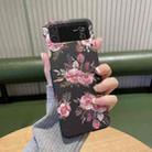 For Samsung Galaxy Z Flip4 Flower Series Shockproof PC Phone Case(Black Pink Flower) - 1