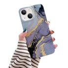 For iPhone 14 Glitter Powder Marble Phone Case(Twilight Black) - 1