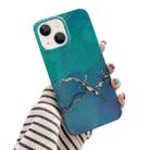 For iPone 14 Plus Glitter Powder Marble Phone Case(Dark Green) - 1