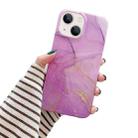 For iPone 14 Plus Glitter Powder Marble Phone Case(Purple Gold) - 1