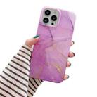 For iPhone 14 Pro Glitter Powder Marble Phone Case(Purple Gold) - 1