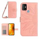 For Infinix Hot 10 Skin Feel Sun Flower Pattern Flip Leather Phone Case with Lanyard(Pink) - 1