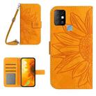 For Infinix Hot 10 Skin Feel Sun Flower Pattern Flip Leather Phone Case with Lanyard(Yellow) - 1