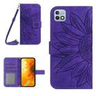 For Infinix Hot 10i / Smart 5 Pro Skin Feel Sun Flower Pattern Flip Leather Phone Case with Lanyard(Dark Purple) - 1