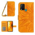 For Infinix Hot 10S / 10S NFC Skin Feel Sun Flower Pattern Flip Leather Phone Case with Lanyard(Yellow) - 1