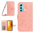 For Infinix Hot 11 Skin Feel Sun Flower Pattern Flip Leather Phone Case with Lanyard(Pink) - 1