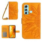 For Infinix Hot 11 Skin Feel Sun Flower Pattern Flip Leather Phone Case with Lanyard(Yellow) - 1