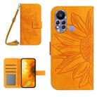 For Infinix Hot 11S Skin Feel Sun Flower Pattern Flip Leather Phone Case with Lanyard(Yellow) - 1